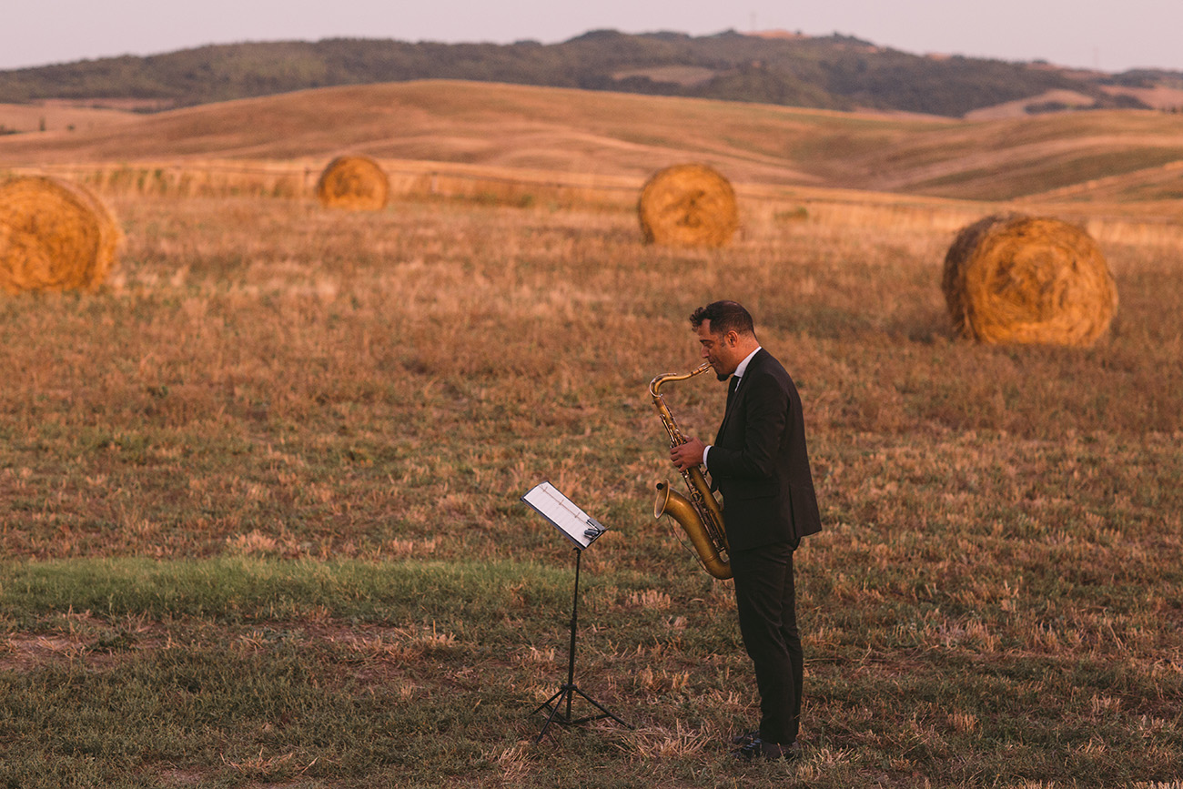Saxophone Player in the Italian Countryside for a wedding