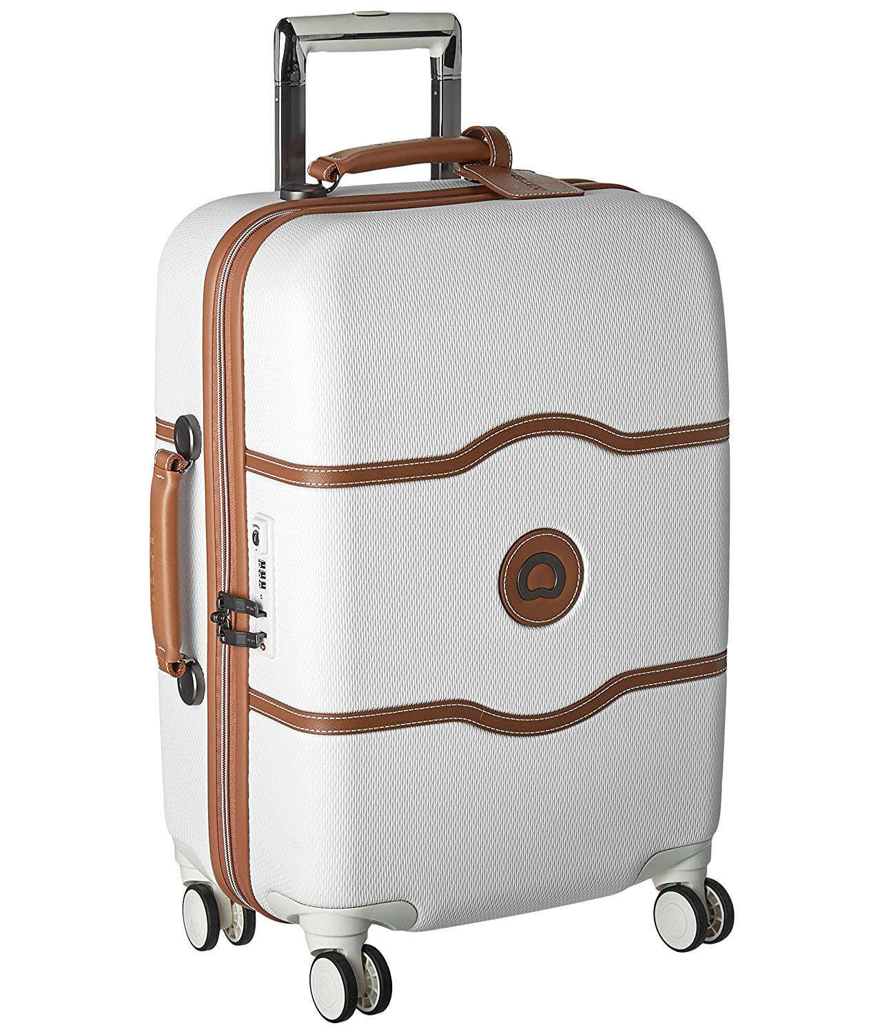 White and Tan Carry-On Suitcase
