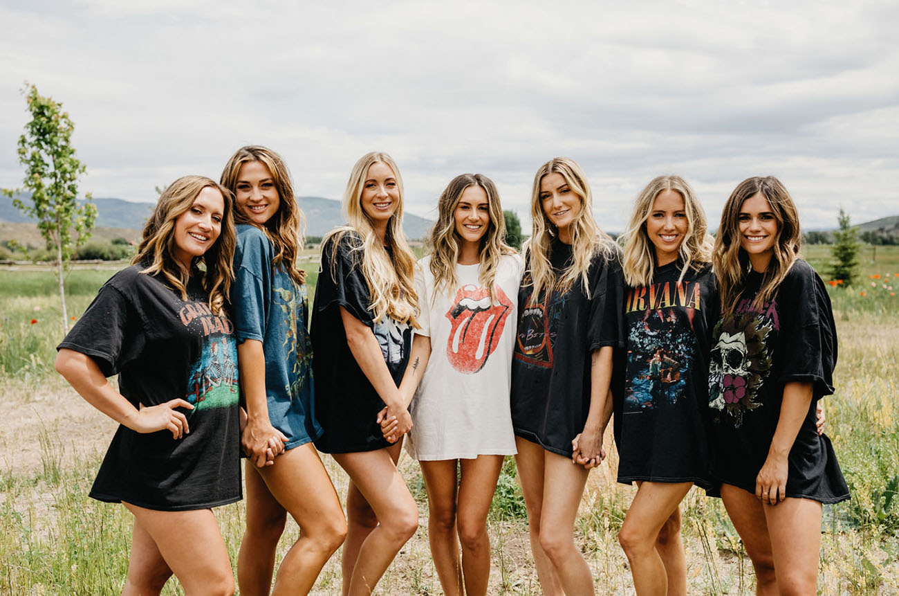 bridesmaids in graphic tees