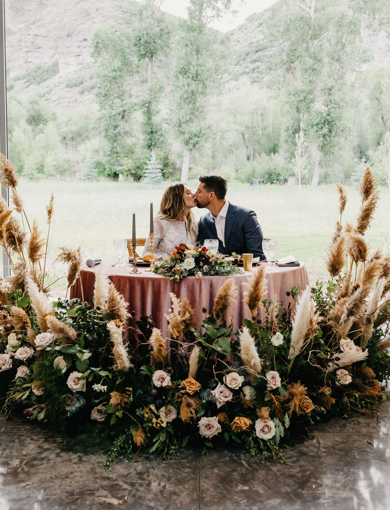 floral filled sweetheart table