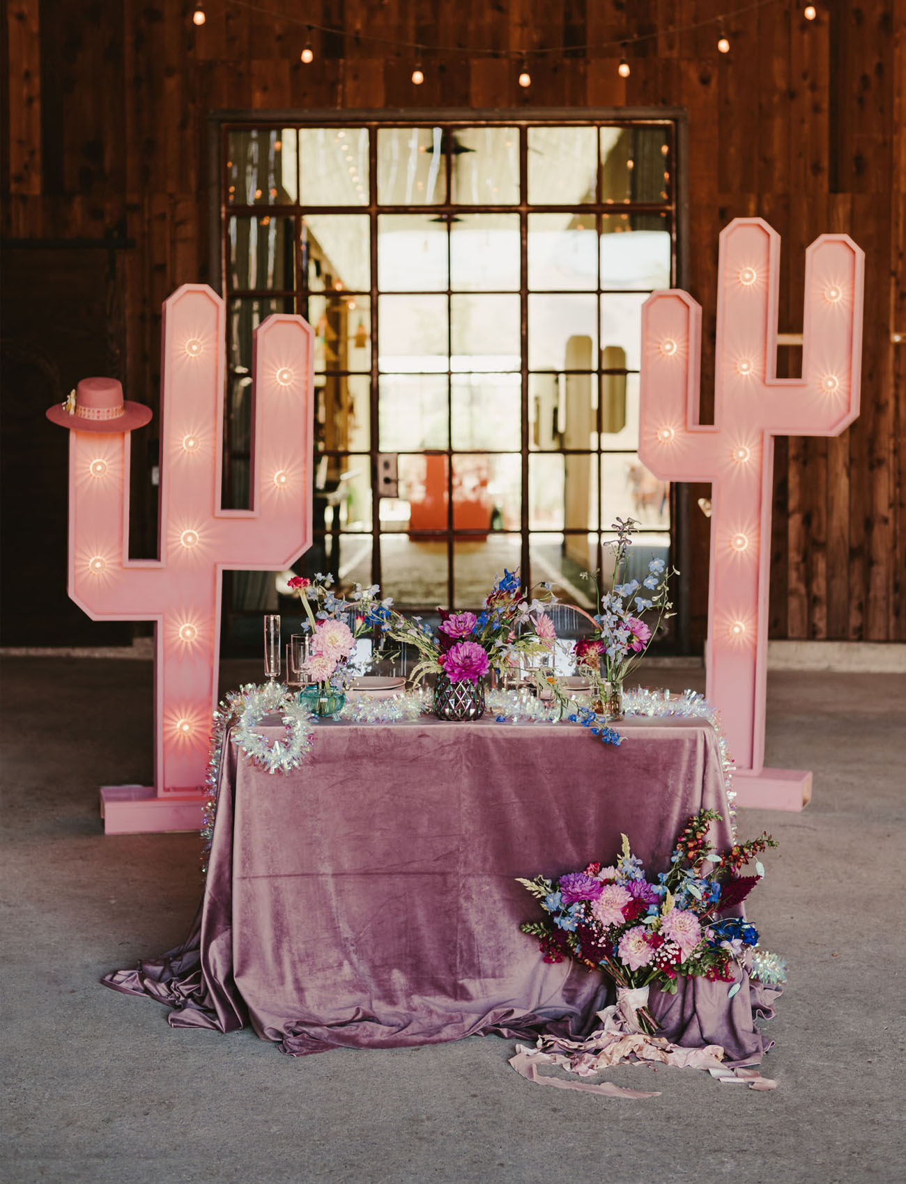pink cactus marquee backdrop