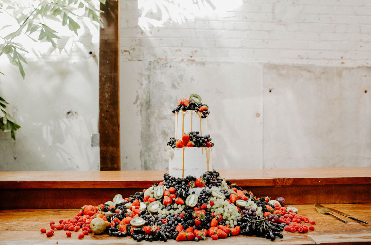 drip fruit wedding cake