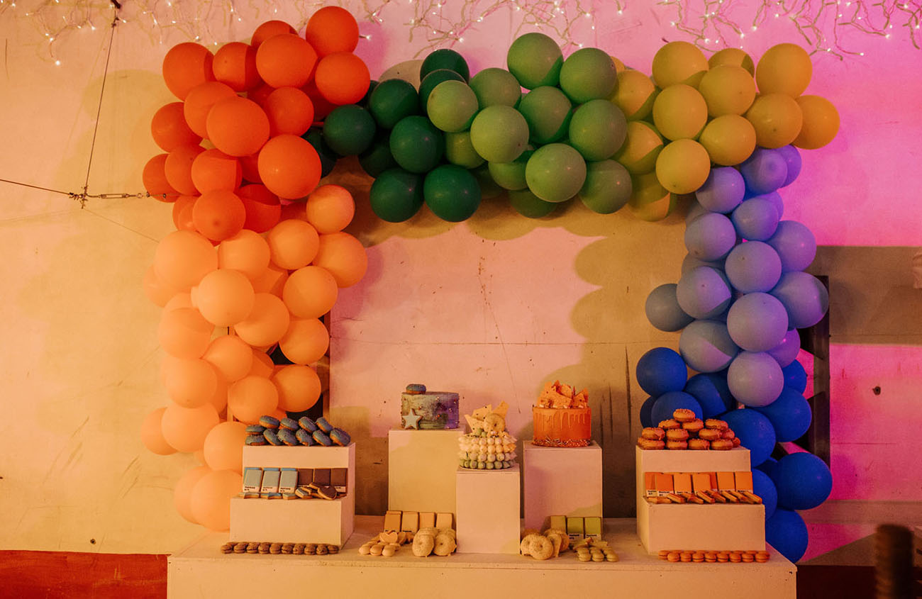 rainbow balloon wall