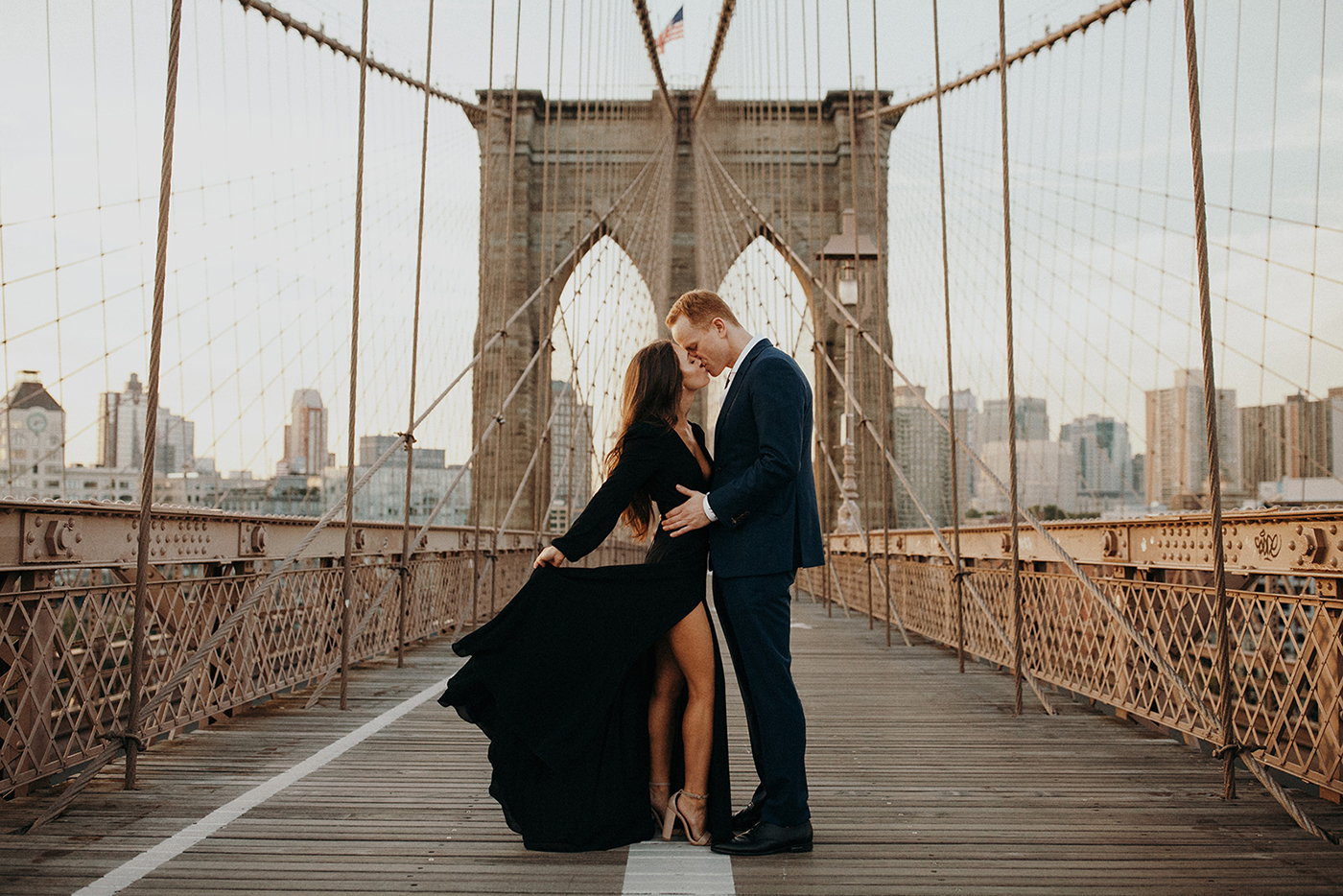 Engagement Photos on the Brooklyn Bridge with Tips