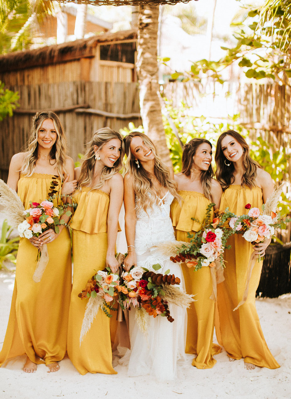 mustard bridesmaid dresses