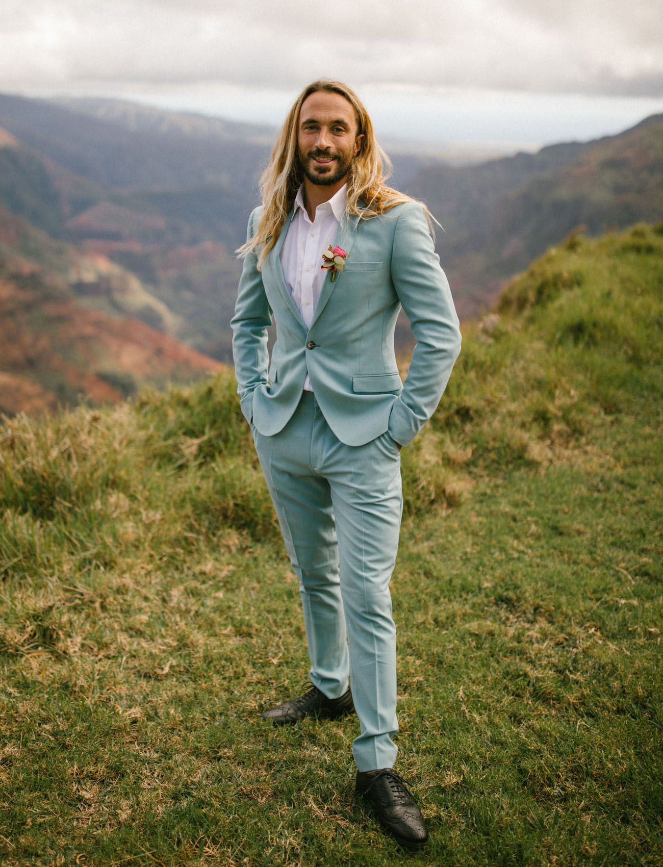 blue grooms suit