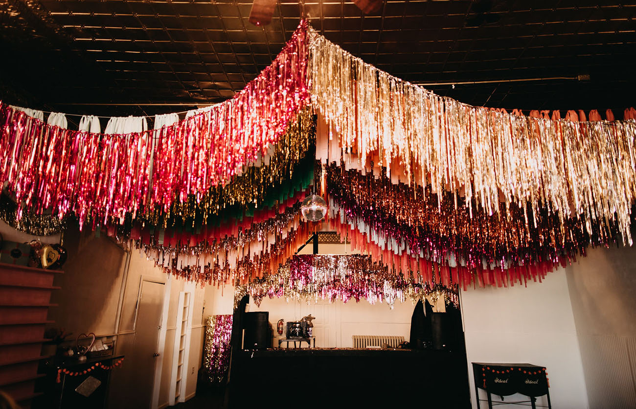 fringe ceiling wedding decor
