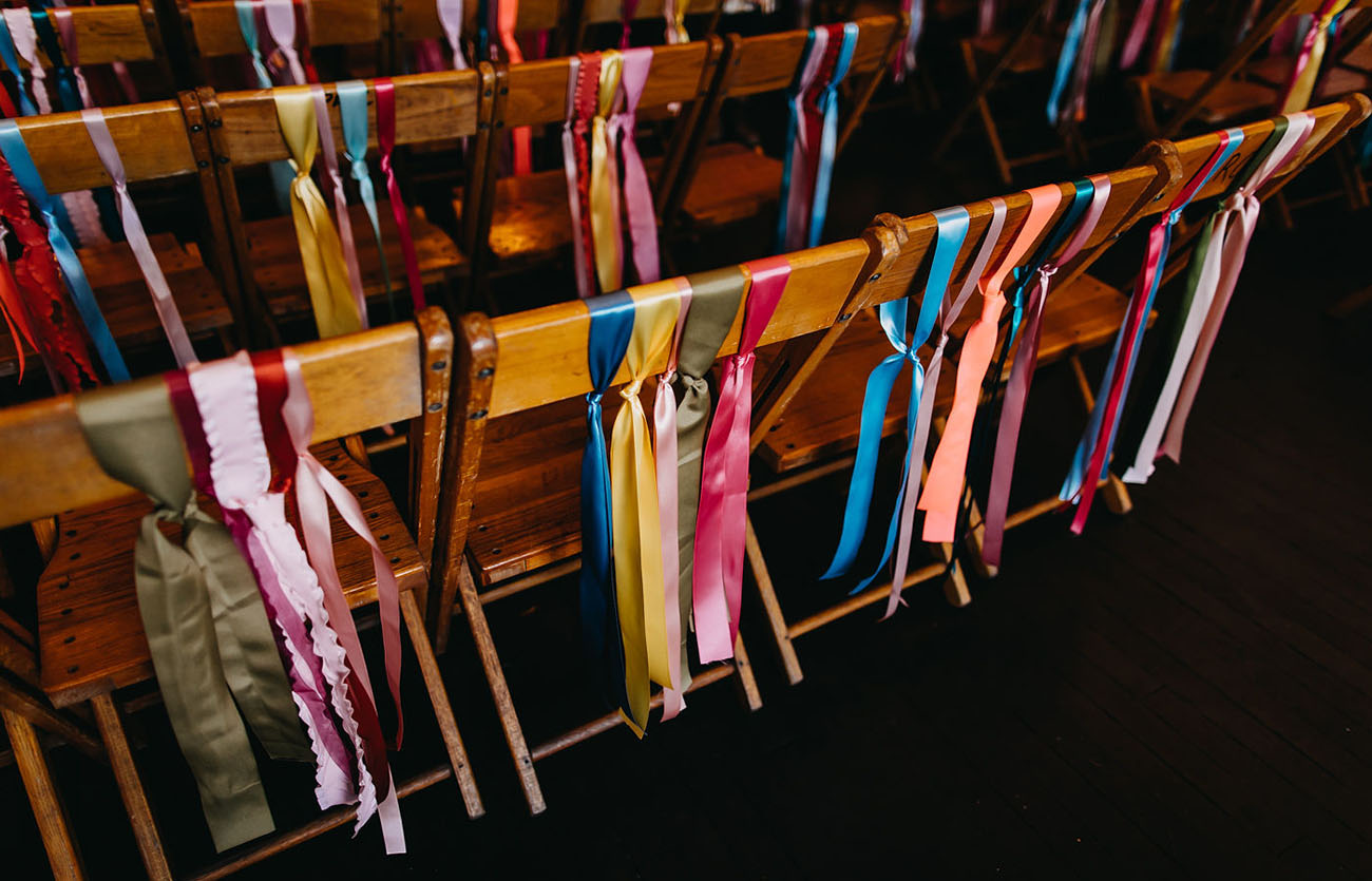 rainbow ribbon chair decor