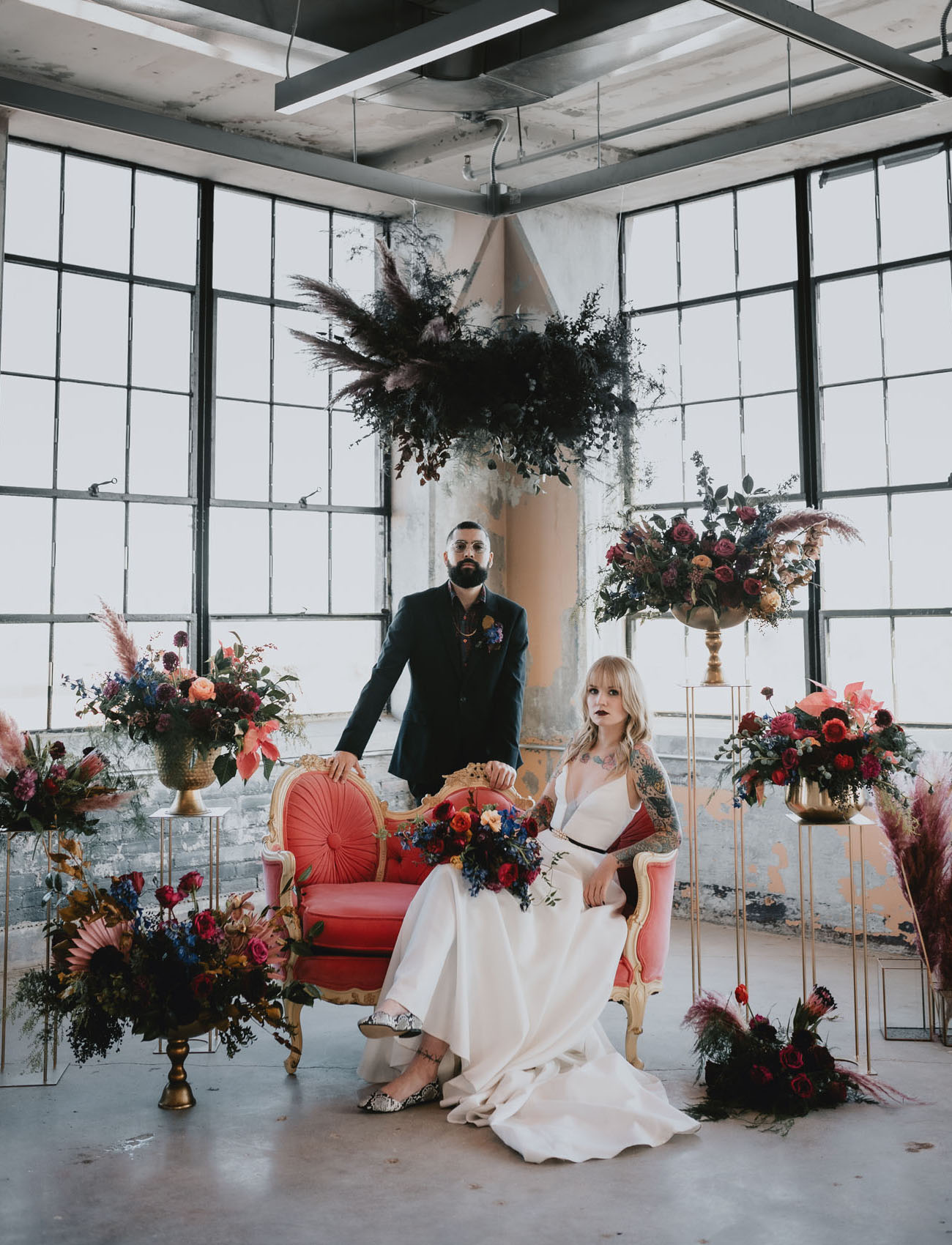 Edgy Non-traditional Warehouse Wedding Inspiration
