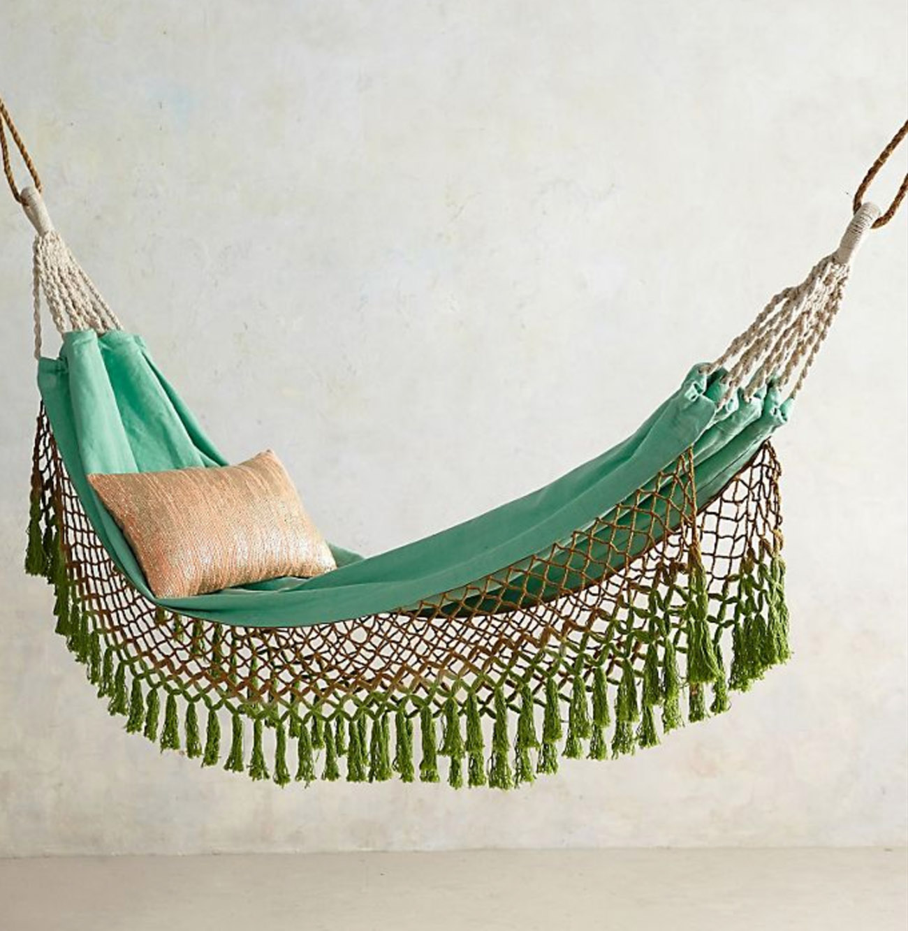 green fringe hammock