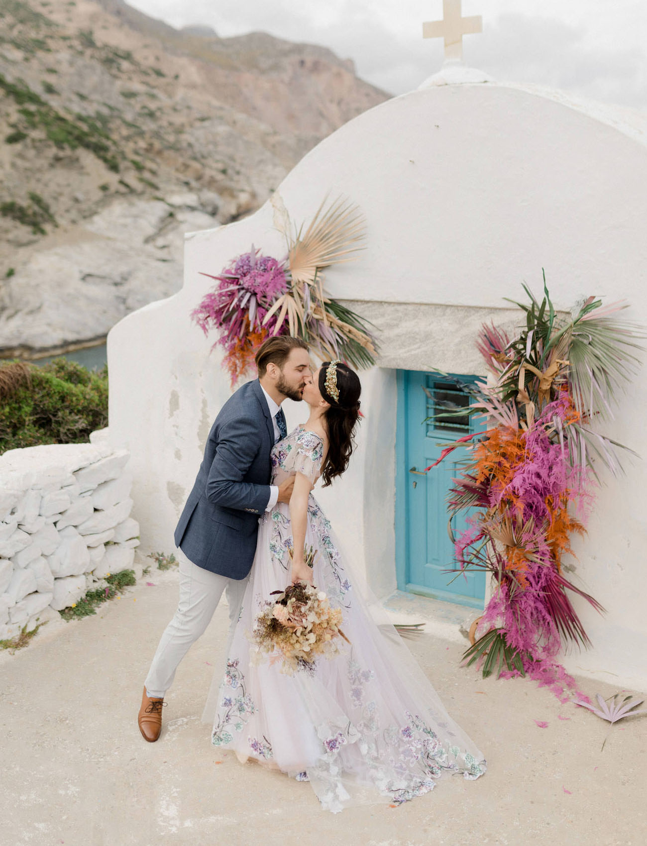 Colorful Greek Island Wedding