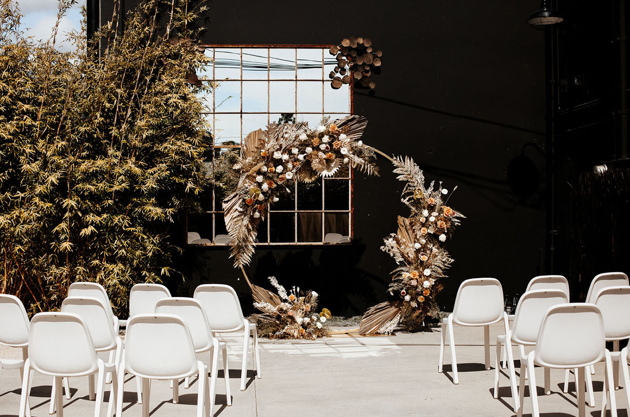 dried floral ceremony backdrop