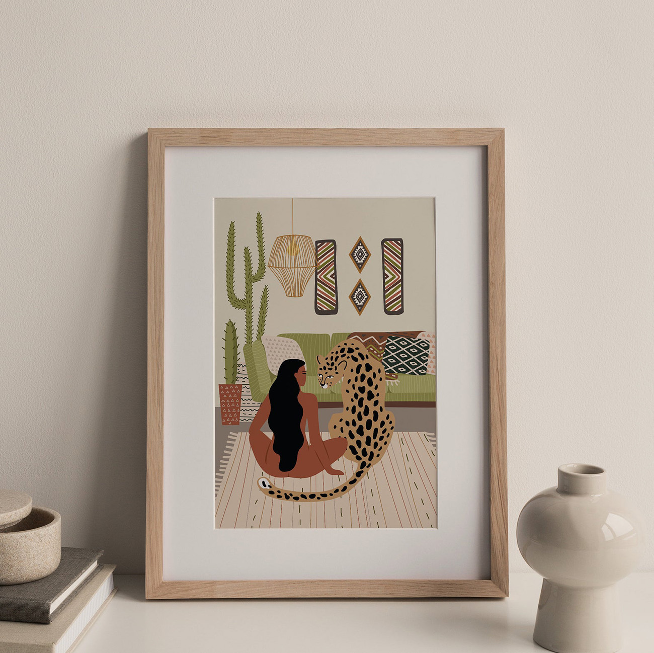 Girl and Cheetah Art Print by TheEverydayPrintCo on Etsy