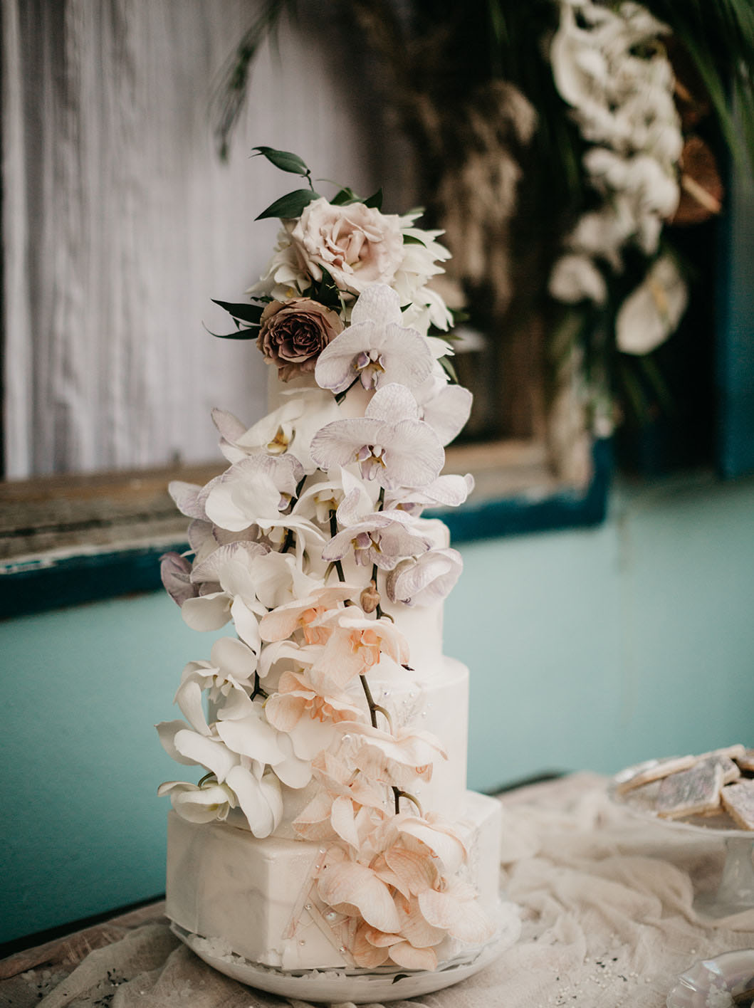 orchid wedding cake