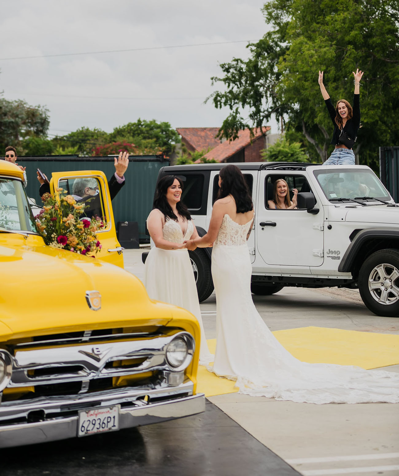 Colorful Drive Thru Wedding