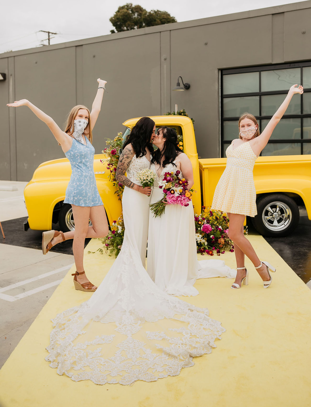 Colorful Drive Thru Wedding