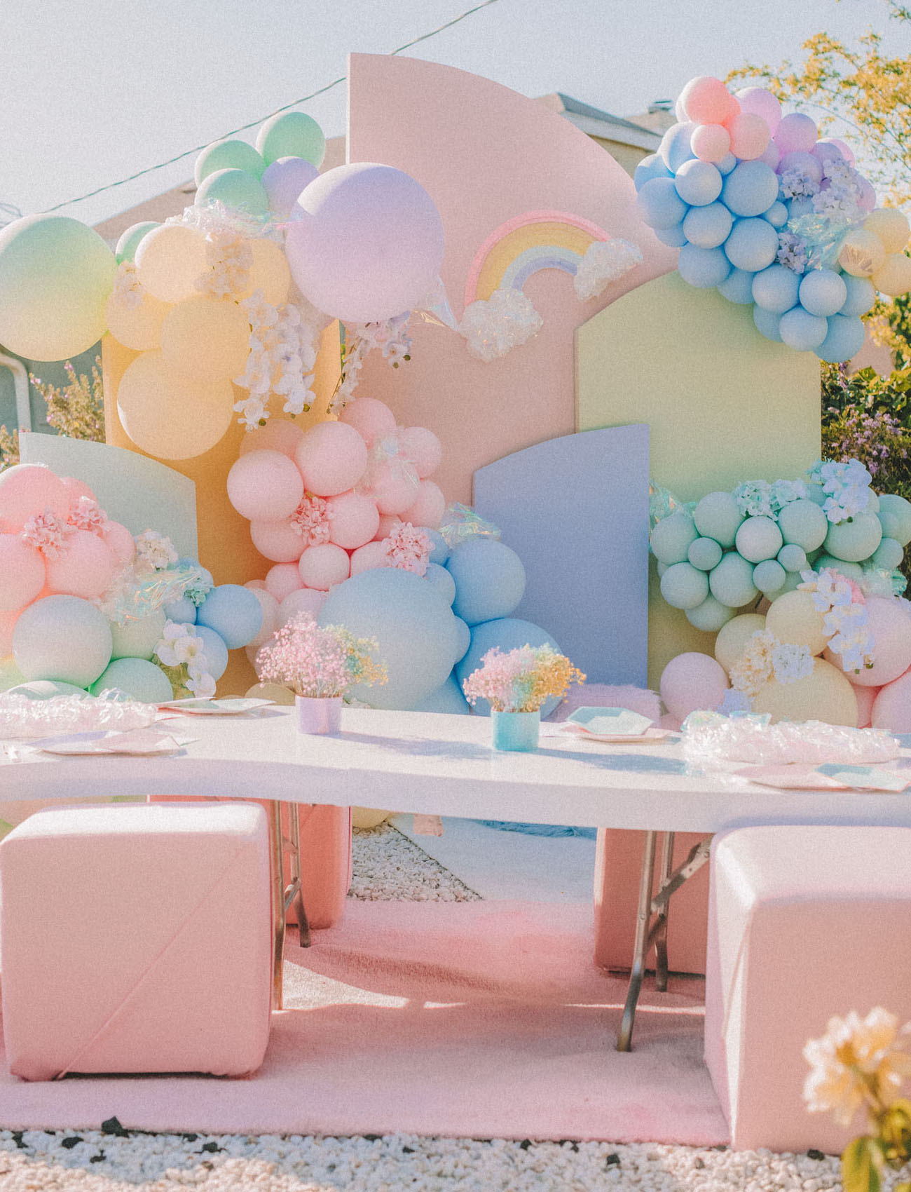 Pastel Rainbow Drive By Birthday Party
