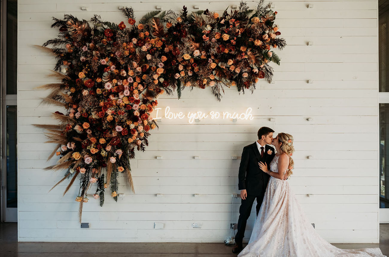 Fall Wedding With a 42ft Charcuterie Table + A Blush Floral Wedding Dress