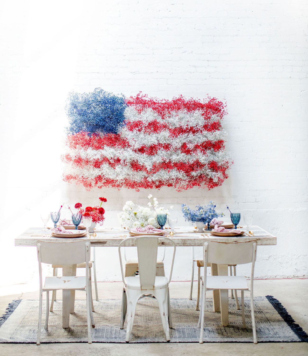 American flag painted flowers