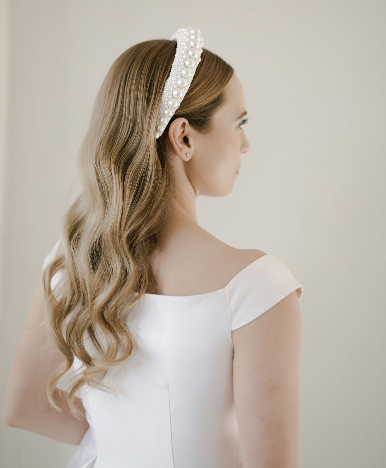 white bridal headband