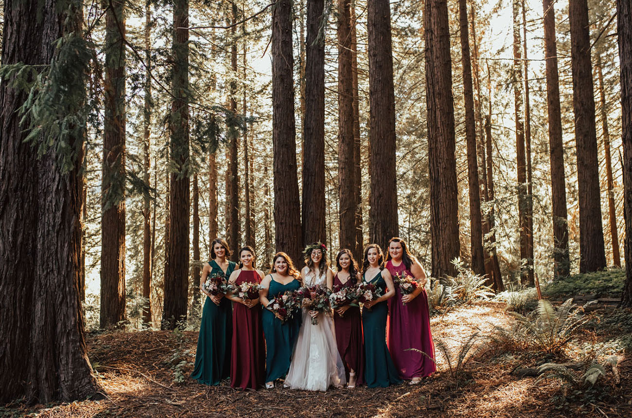 red and green bridesmaids