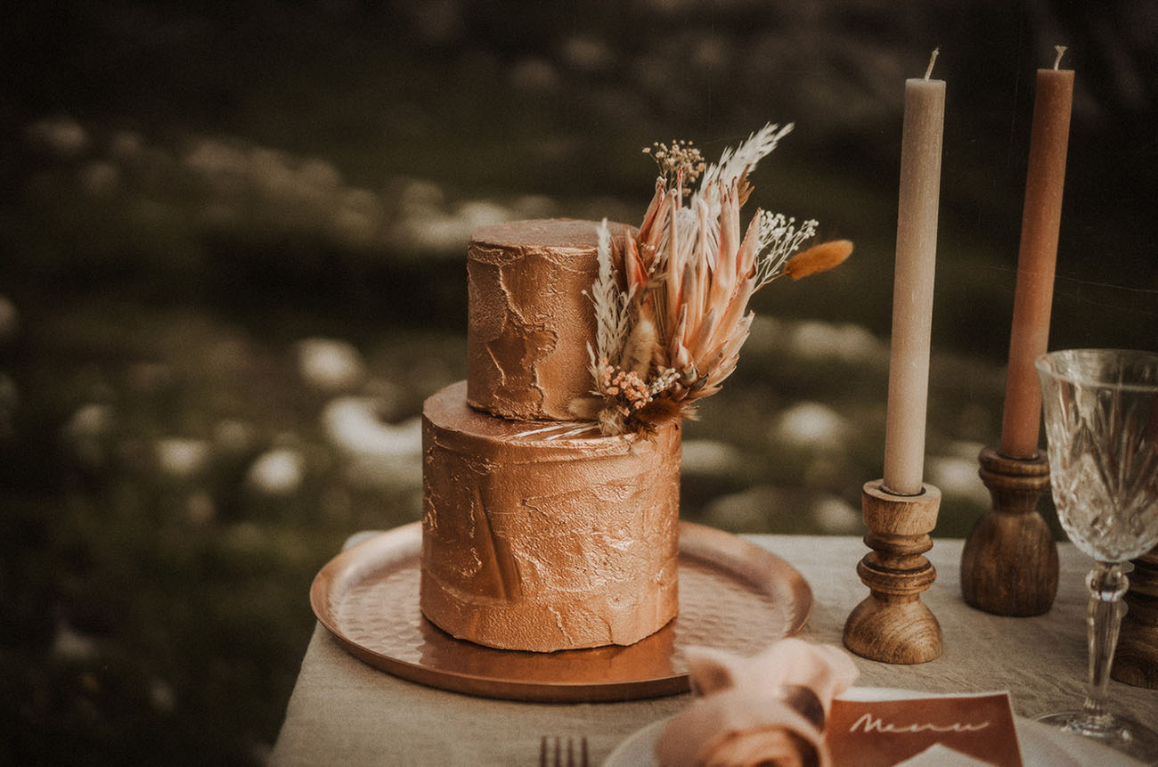 copper wedding cake