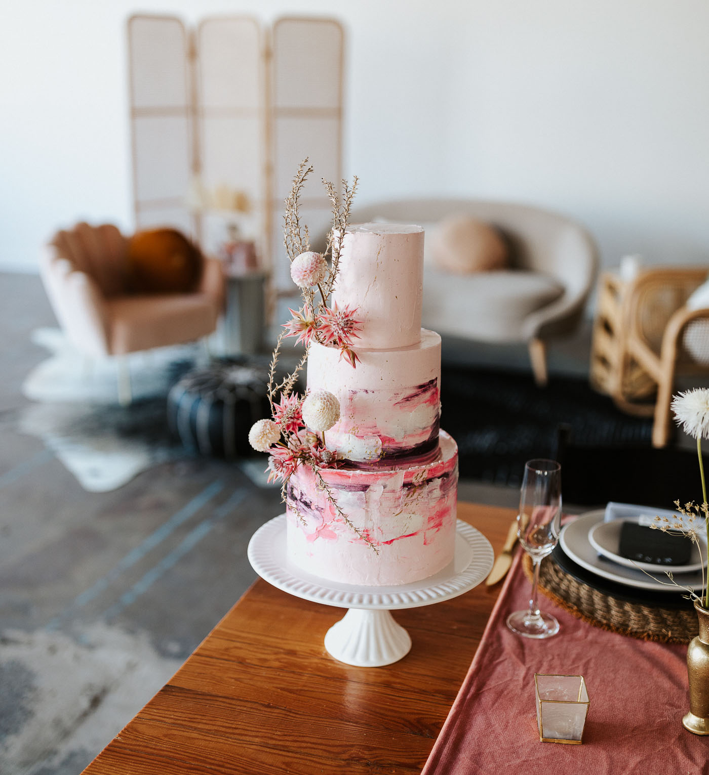 modern pink cake