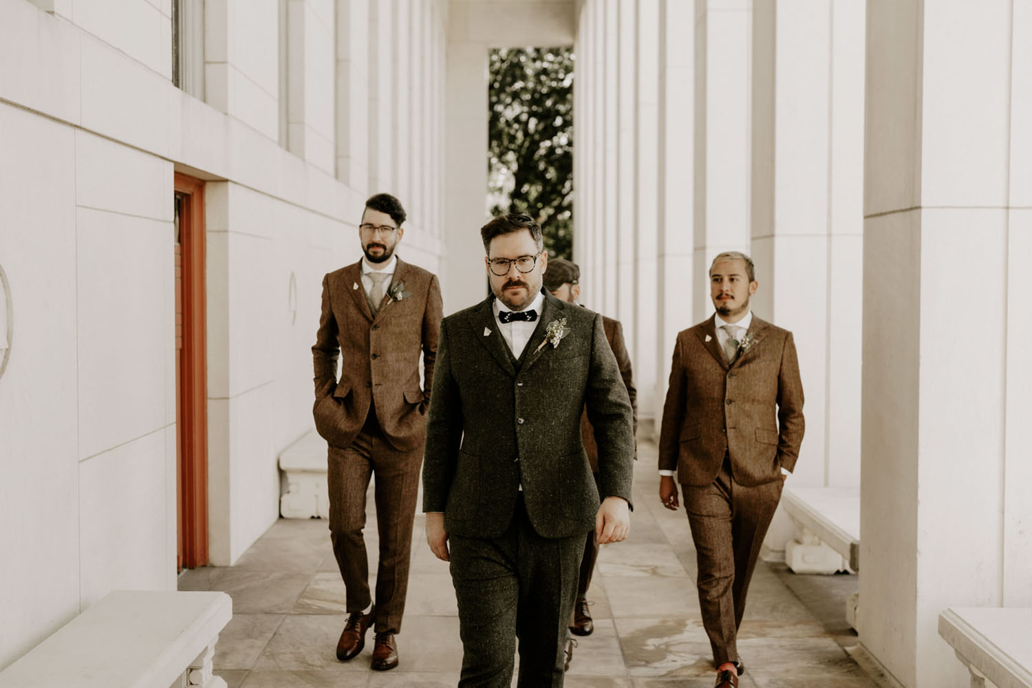 brown suit groomsmen