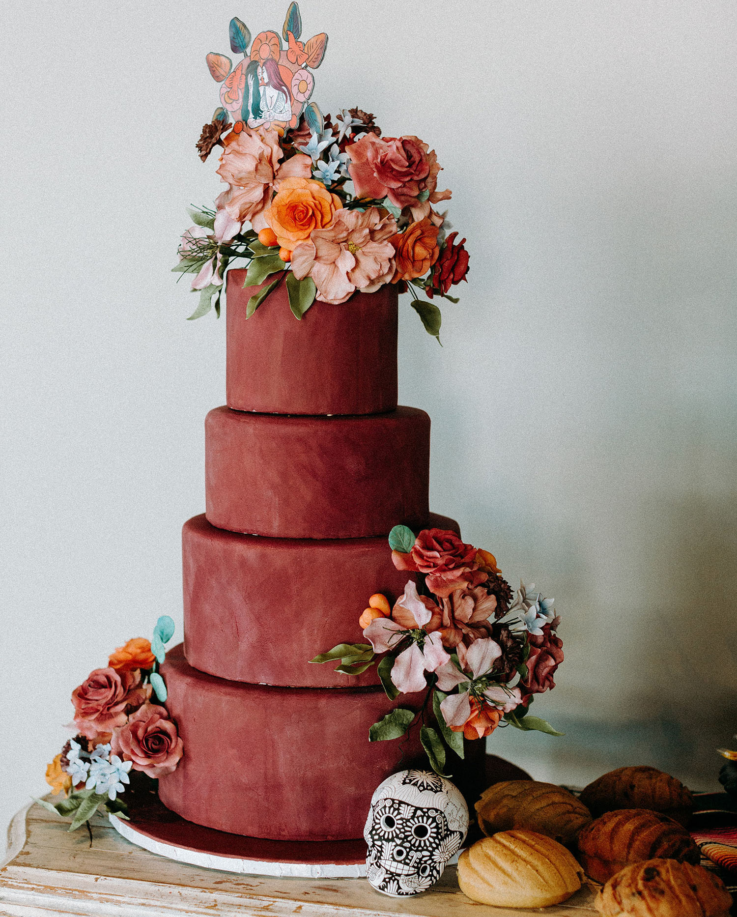 burgundy wedding cake