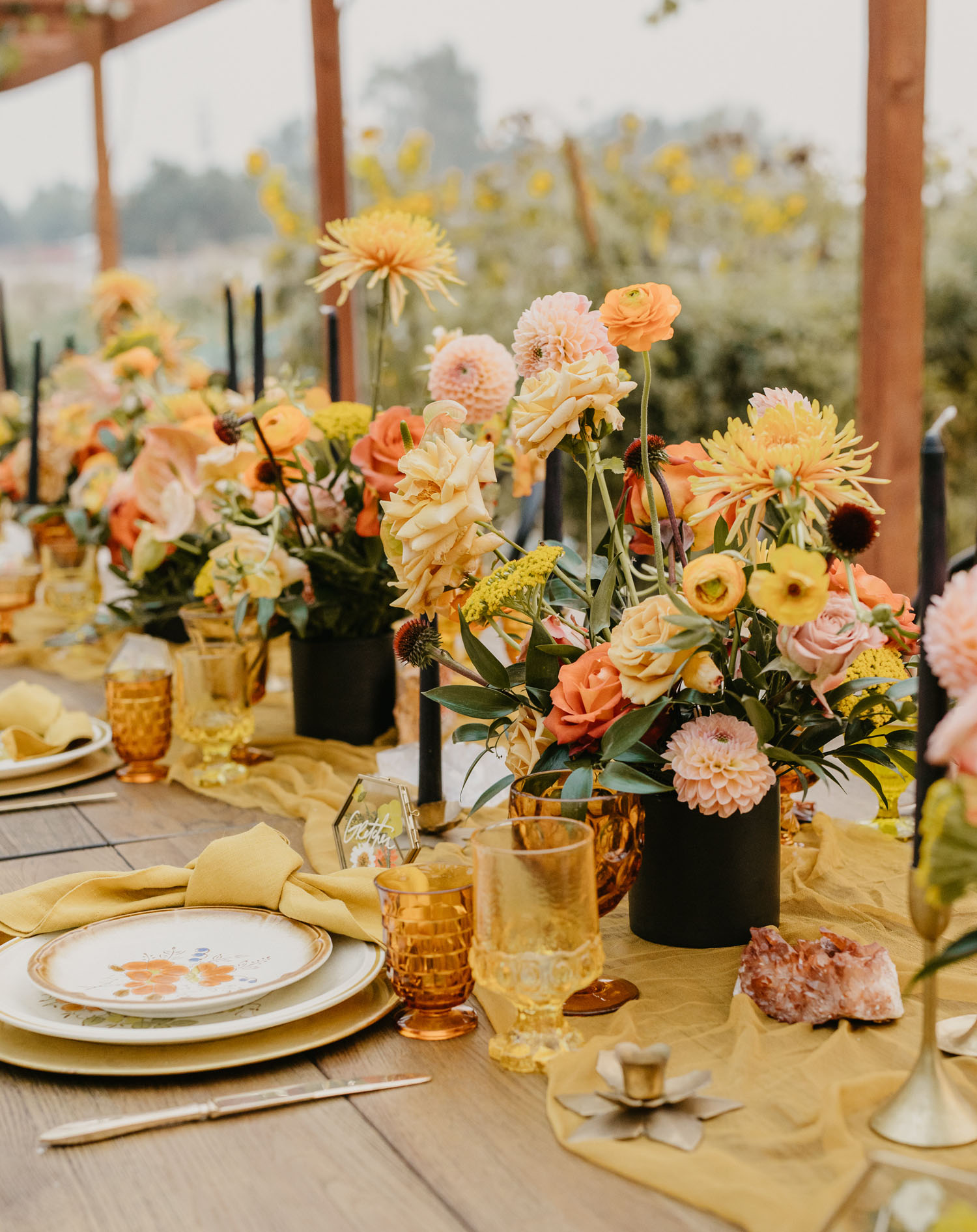 fall wedding floral tablescape