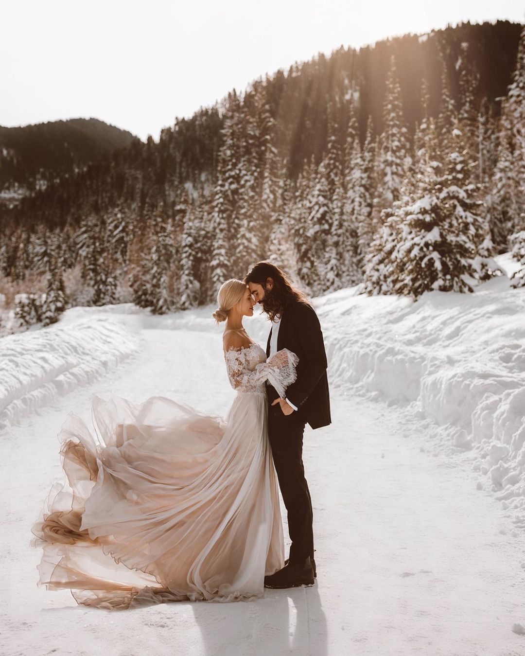Bridal Sweaters and More Chic Winter Looks for a Wedding in the Snow