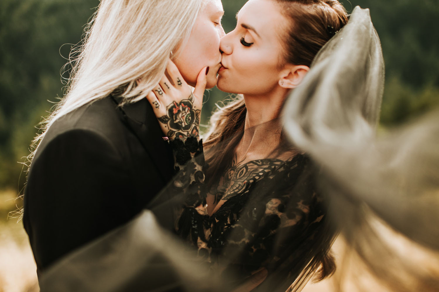 first kiss romantic redwoods wedding