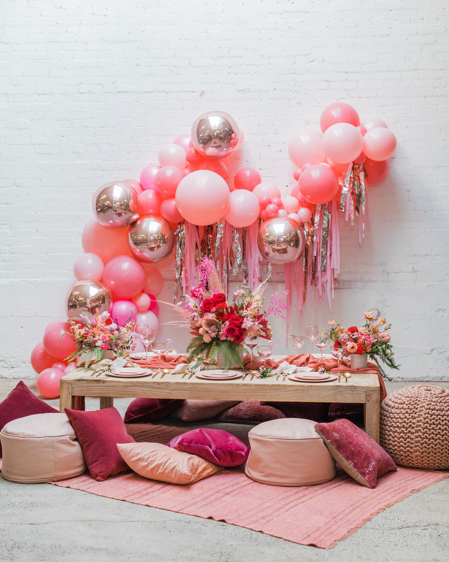 pink balloon installation