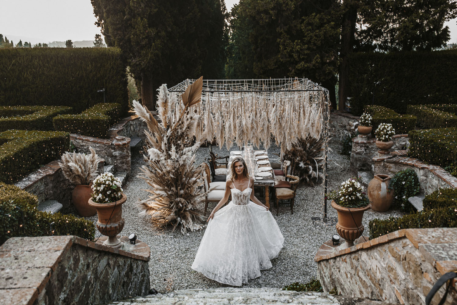 Fairy Light Pampas Grass Wedding Inspiration