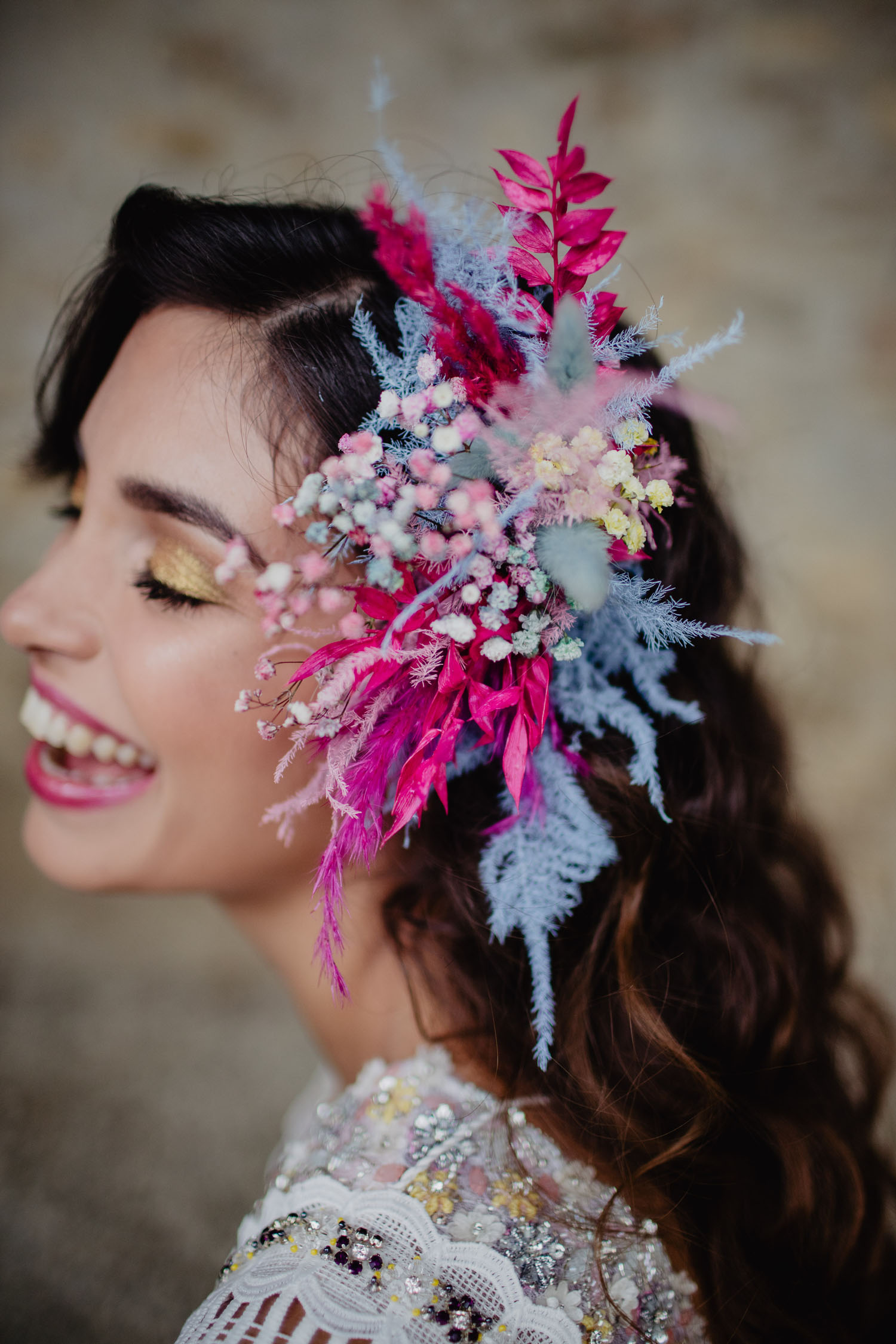 Colorful Dried Floral Hairpiece