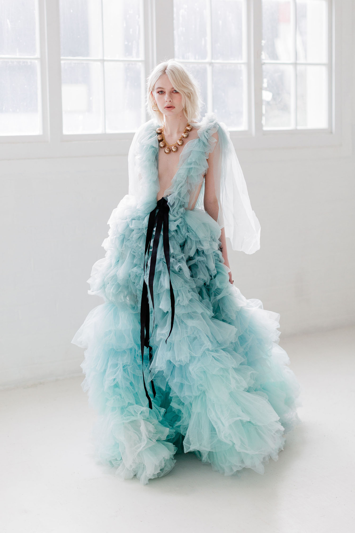 Blue Ruffle Gown Wedding Inspiration
