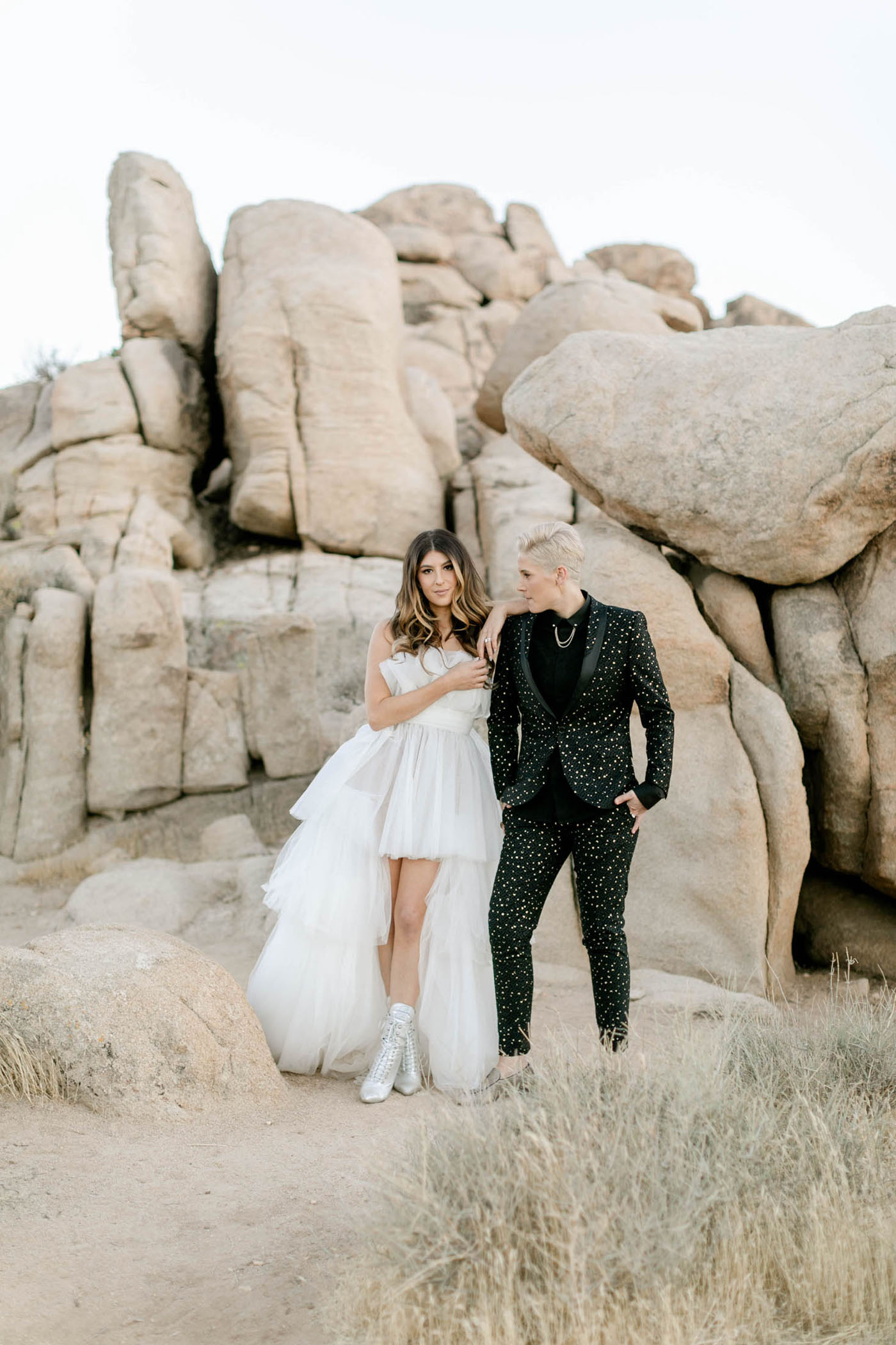 Fashion Forward Wedding Outfits for an Ethereal Elopement in Joshua Tree