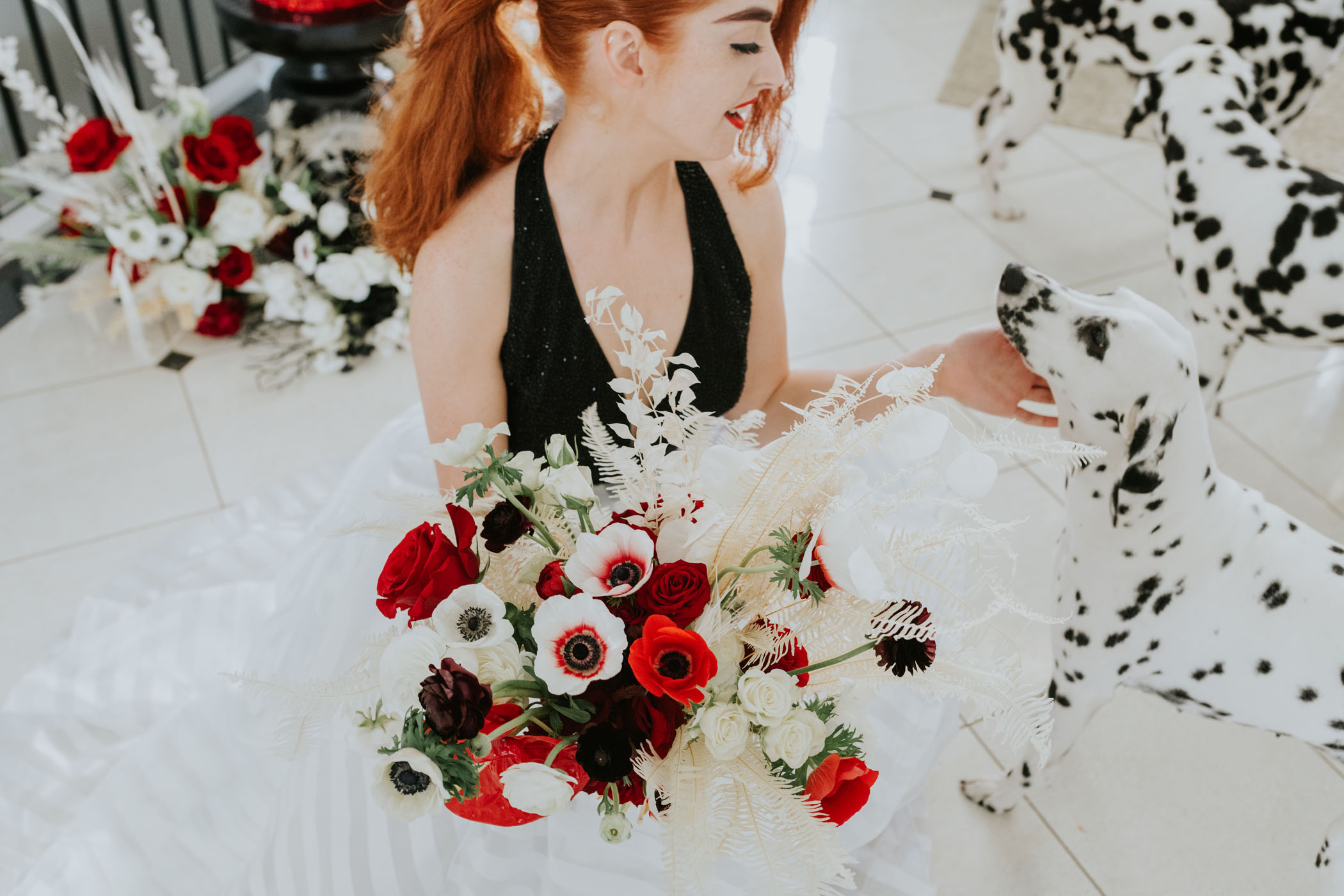 Black White and Red Bouquet