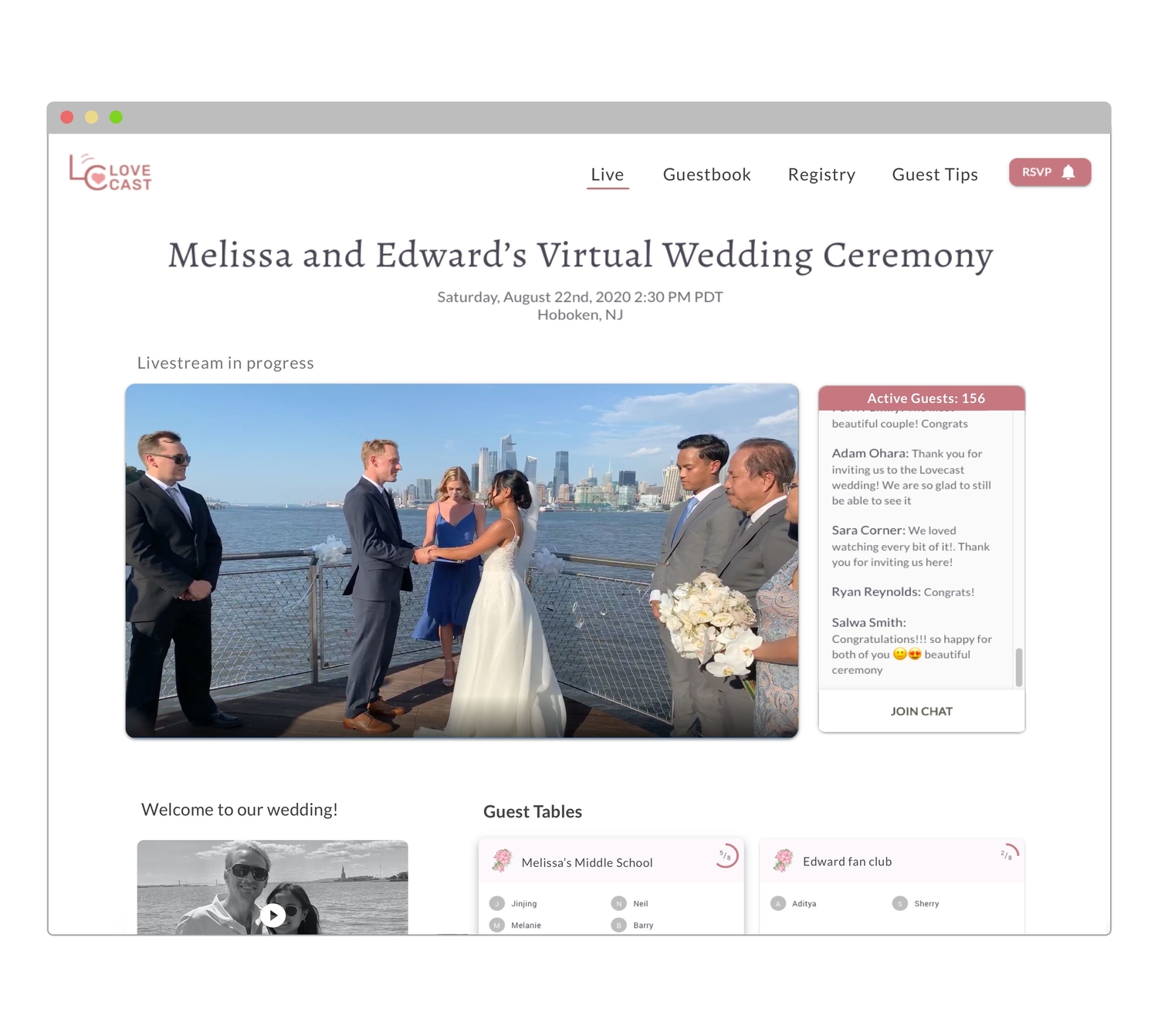 virtual wedding live stream lovecast app