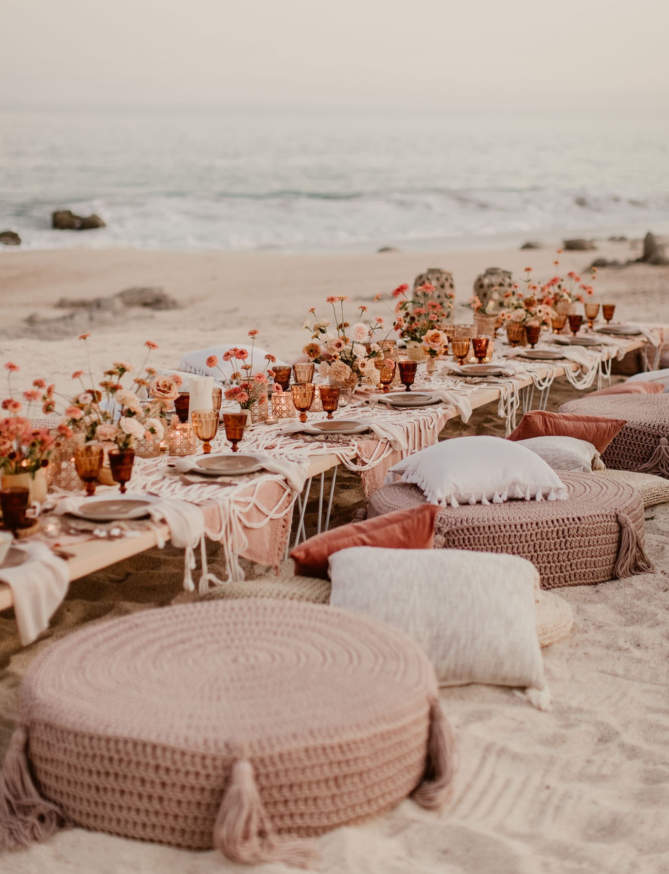 picnic style dinner reception on a tropical beach destination wedding ideas