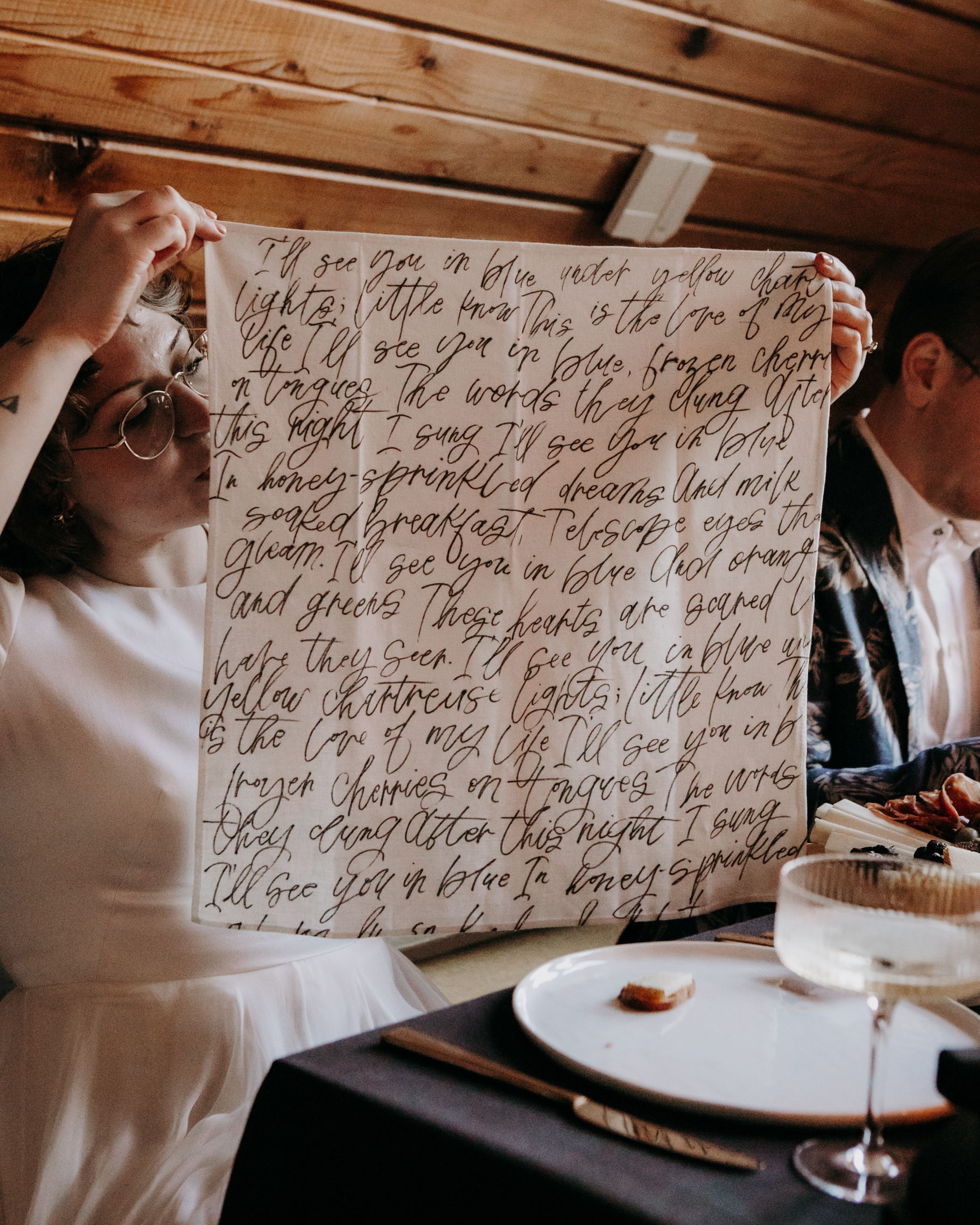 calligraphy poem napkin