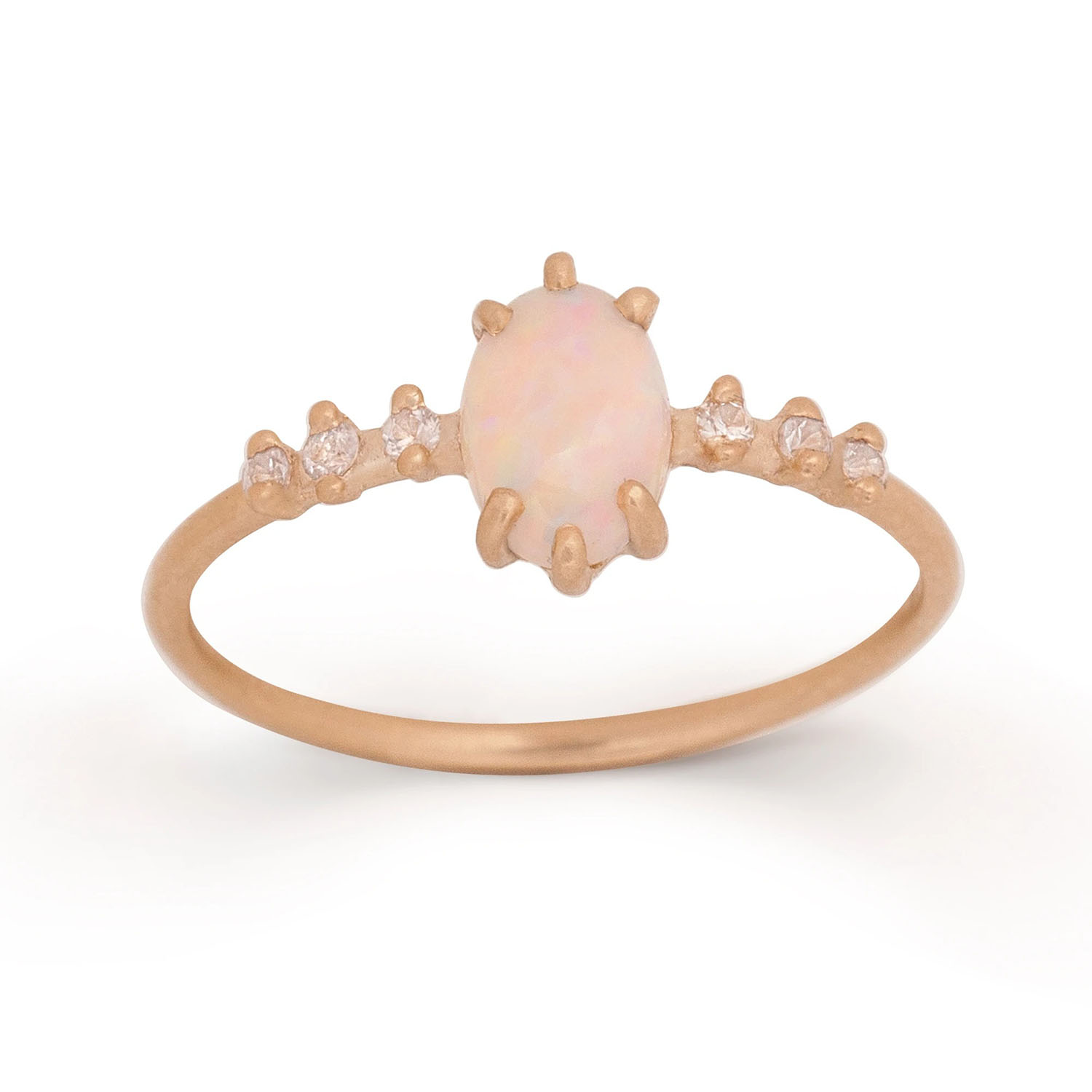 delicate pink opal non traditional gemstone engagement ring