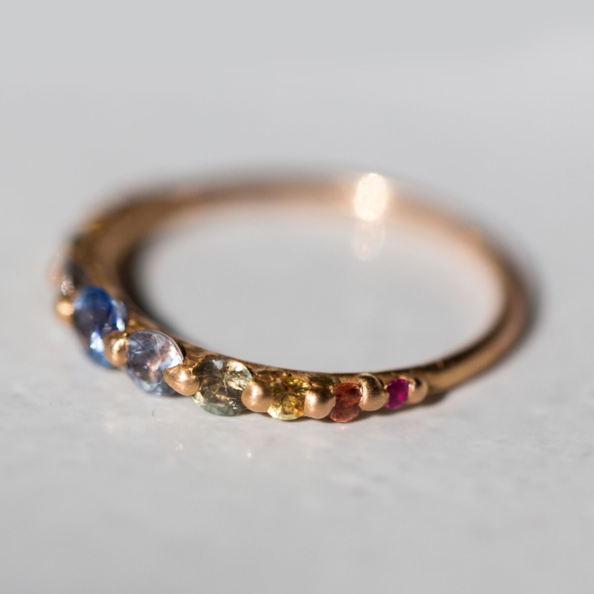 rainbow gemstone non diamond engagement ring