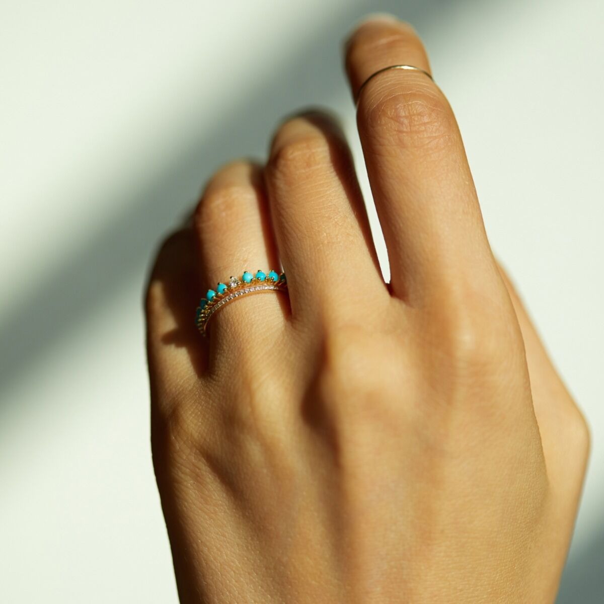 turquoise lined engagement band