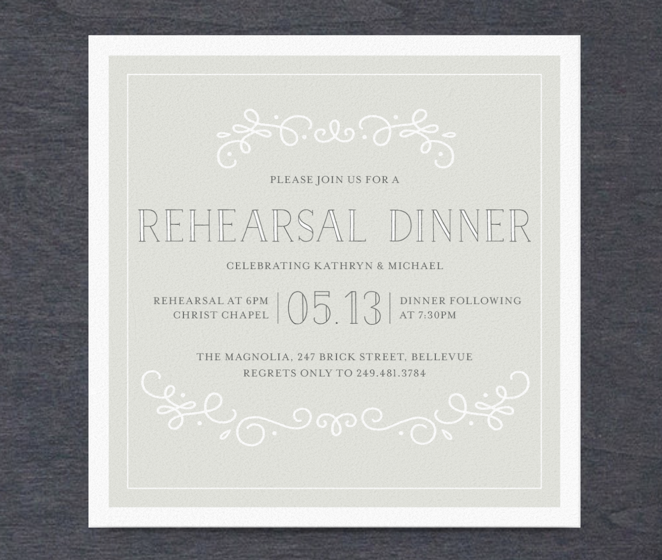 sophisticated wedding rehearsal dinner invitation