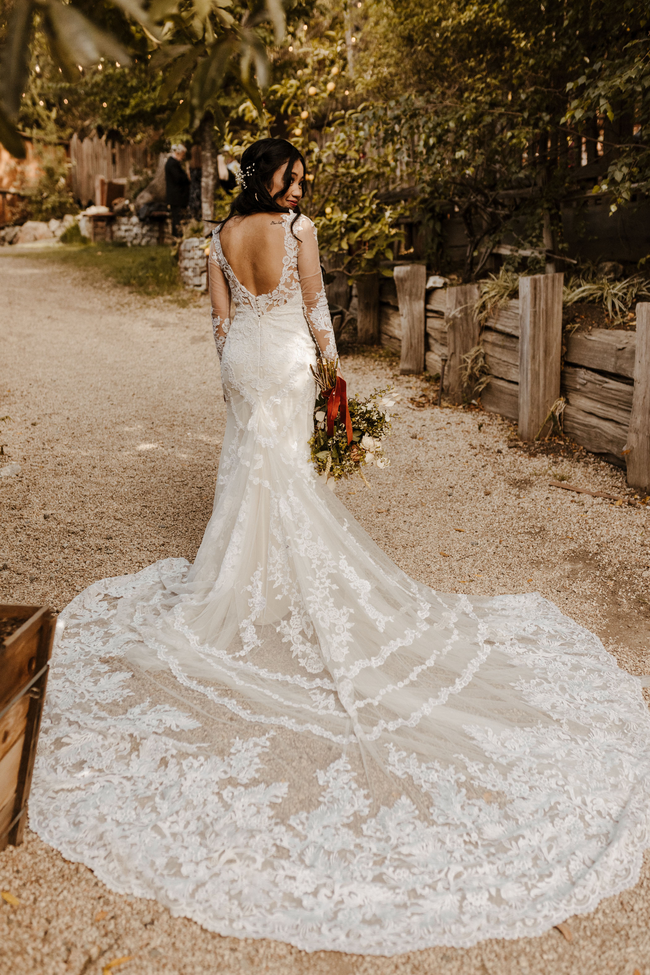 Long Sleeve Lace Wedding Dress with Train