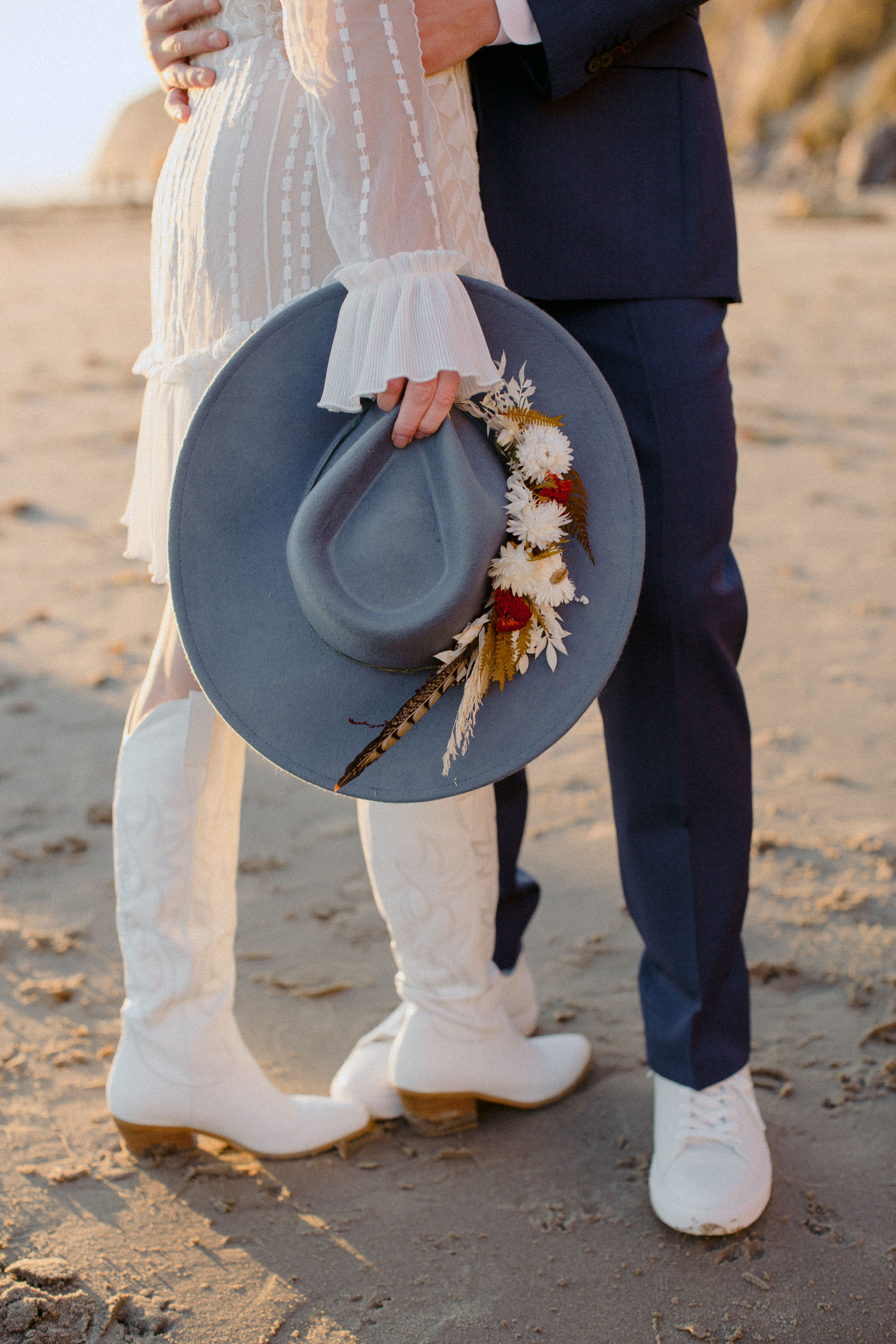 blue wedding hat with florals