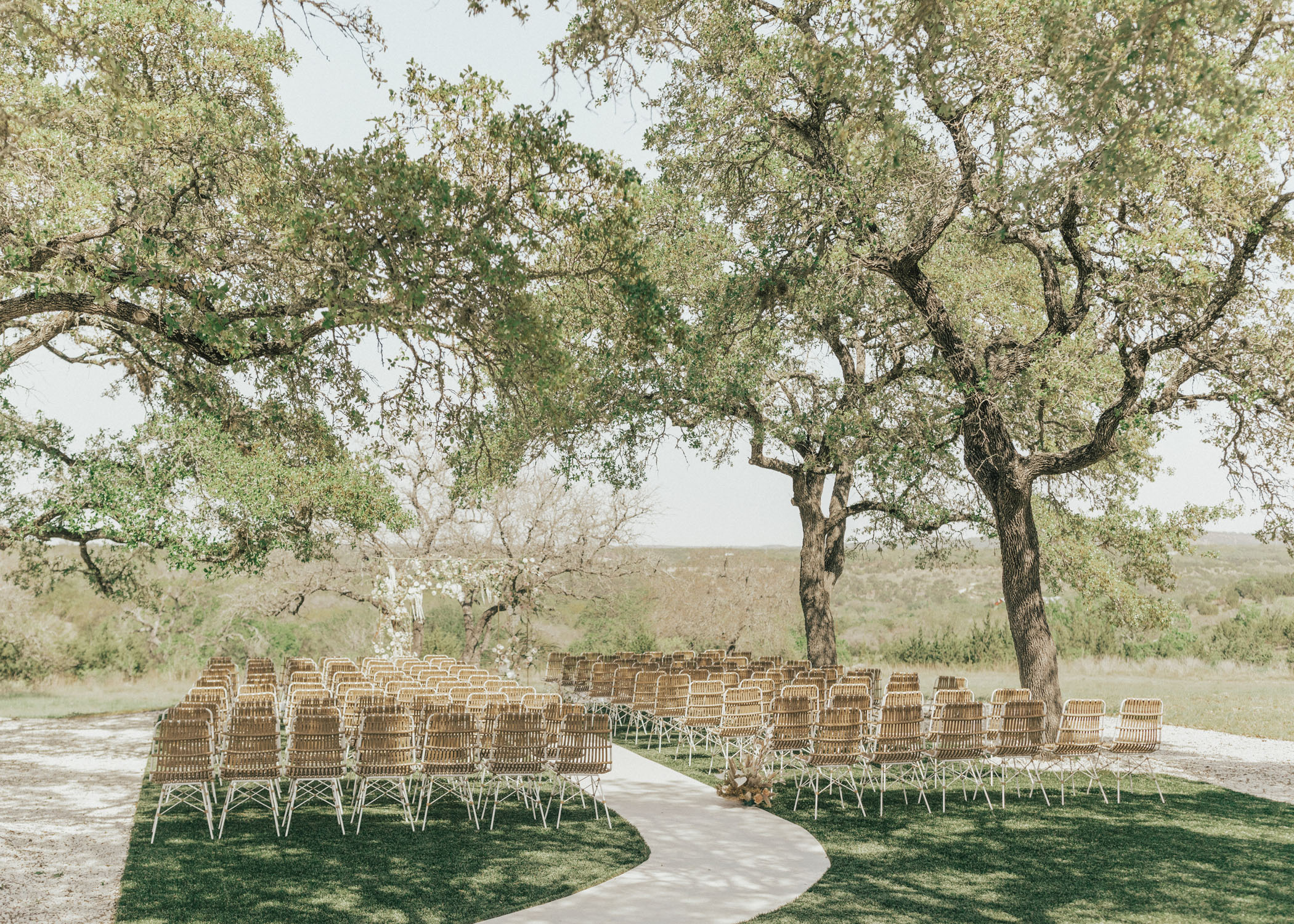 Wedding Ceremony Seating with Neutral Boho Chairs