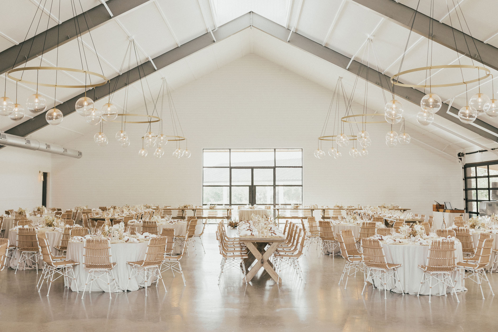 Texas Barn Wedding Reception with Neutral Decor