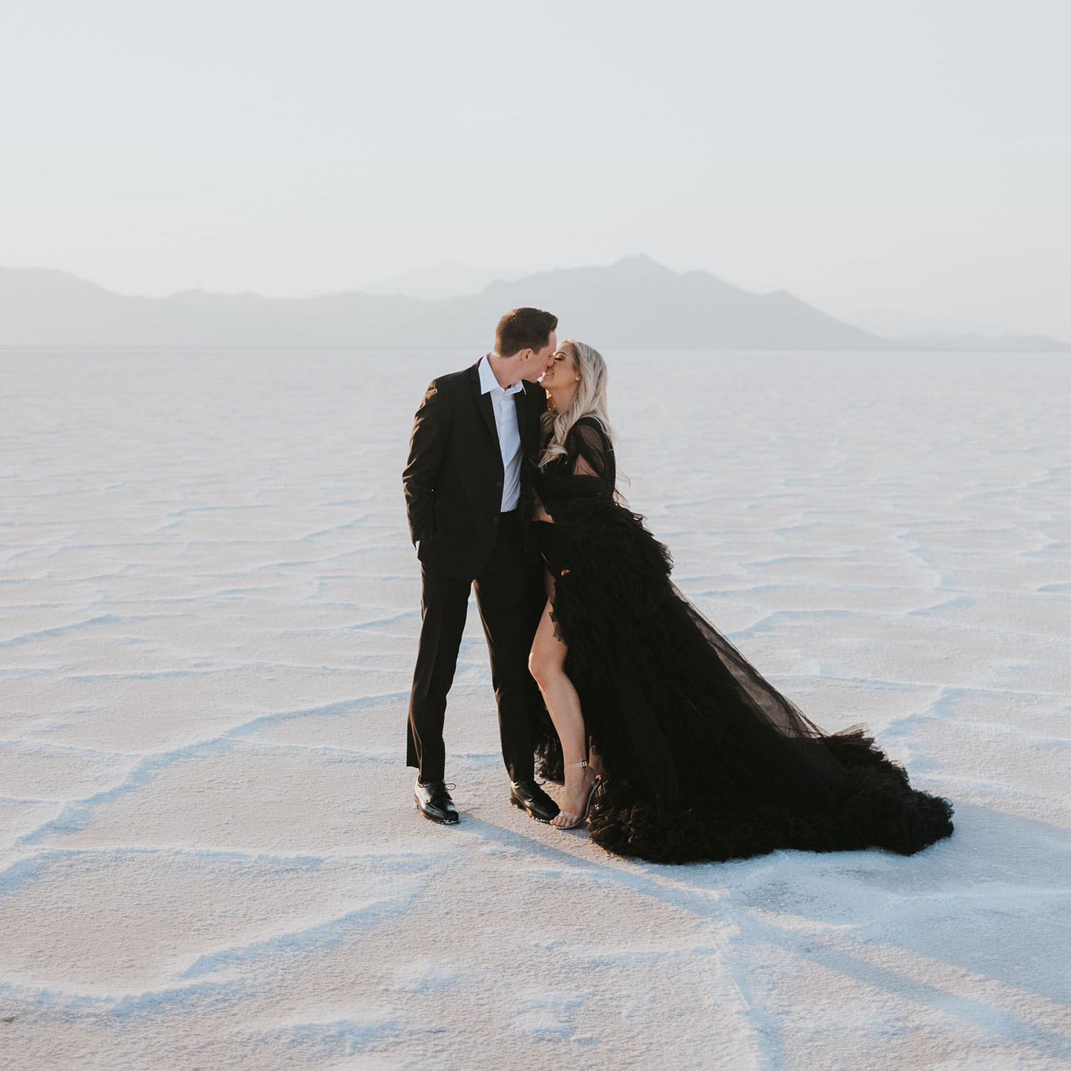 Long Sleeve Black Wedding Dress for Scottish Elopement